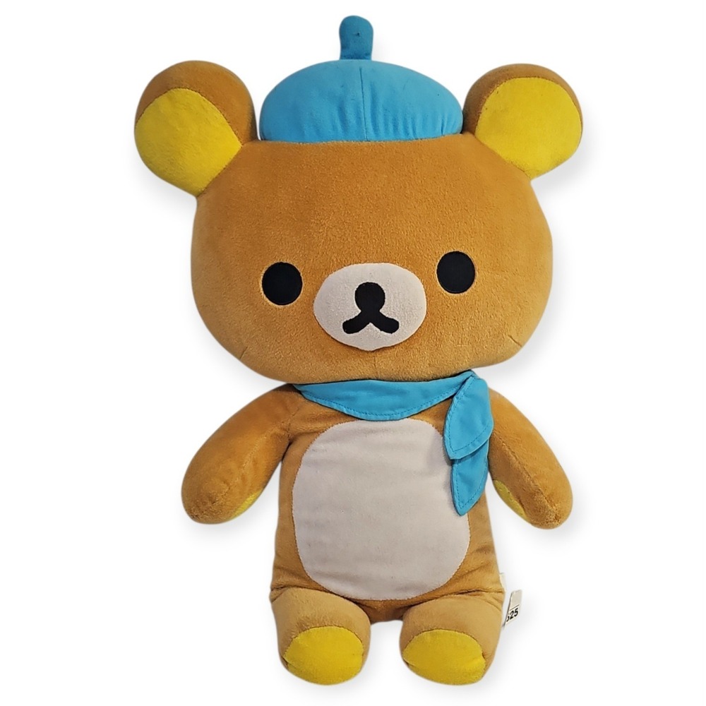 San-x Bon Voyage Rilakkuma Blue Scarfβ 19" Japanese Plush RARE